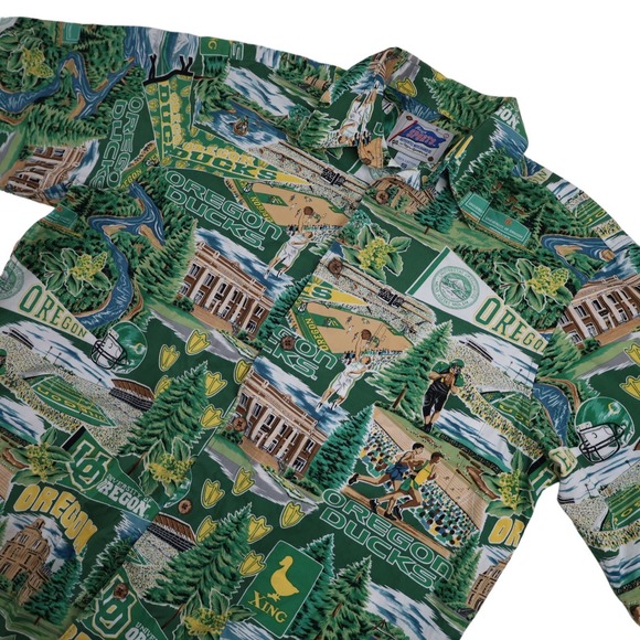 Vintage Reyn Spooner University of Oregon Ducks Allover Print Button Down Shirt - Picture 2 of 7